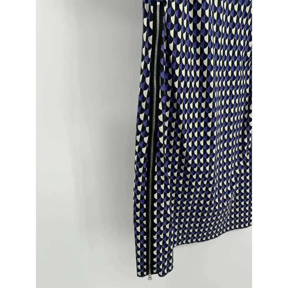 J. CREW Jet Set Geo Purple Black Geometric Size Zip Mini Shift Dress Size 6